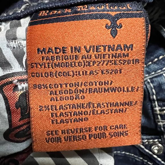 Rock Revival Jeans Womens 27 (31x31) Lilas Easy Skinny Blue Bling Western - Picture 7 of 11